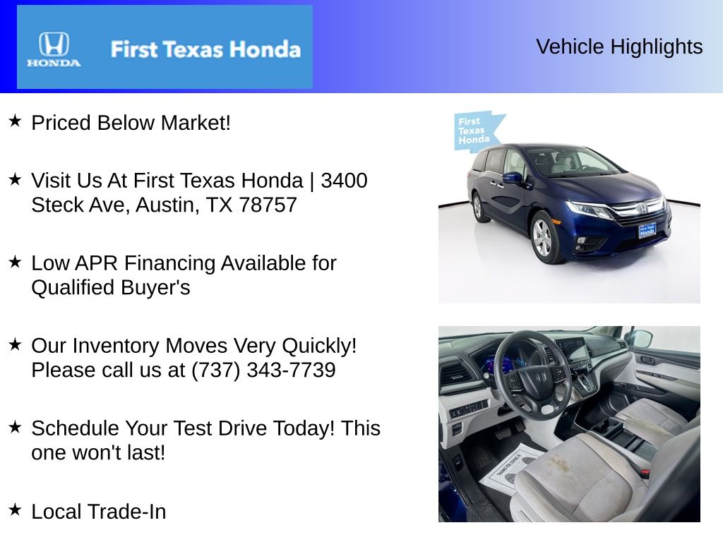 Used Car 2019 Honda Odyssey  Ex For Sale Under $20,000 In Austin, Texas