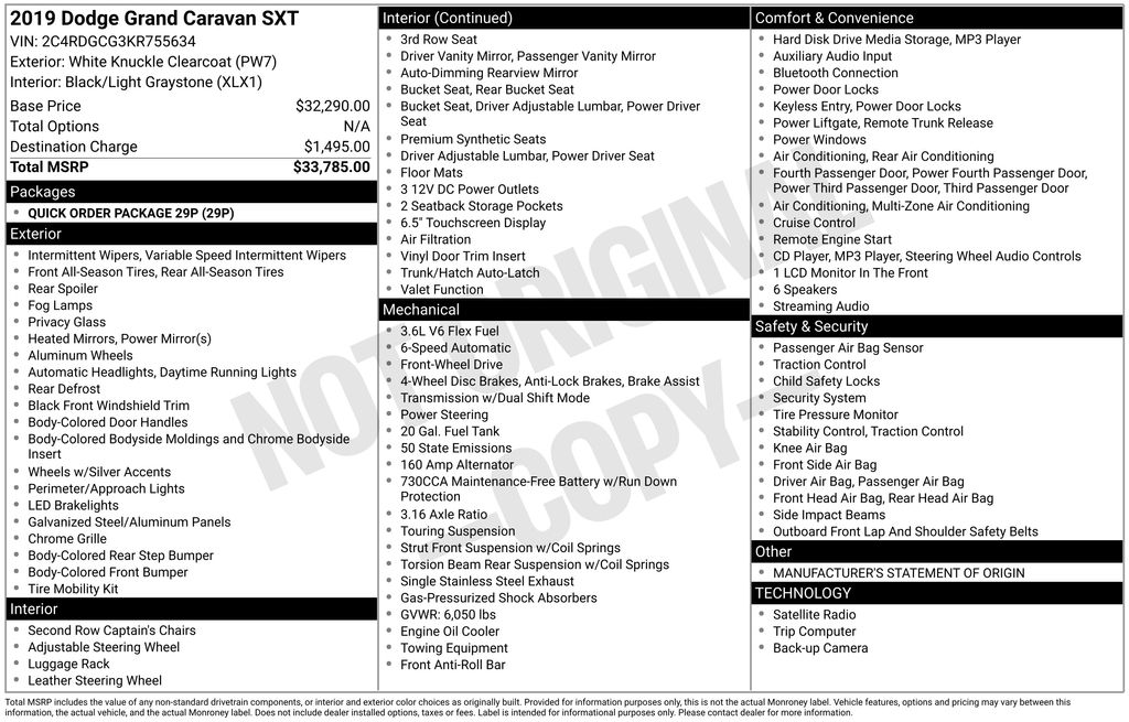 2019 Dodge Grand Caravan SXT — White Knuckle Clearcoat — photo 23