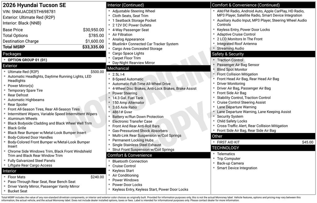 New 2026 Red Hyundai SE image 17