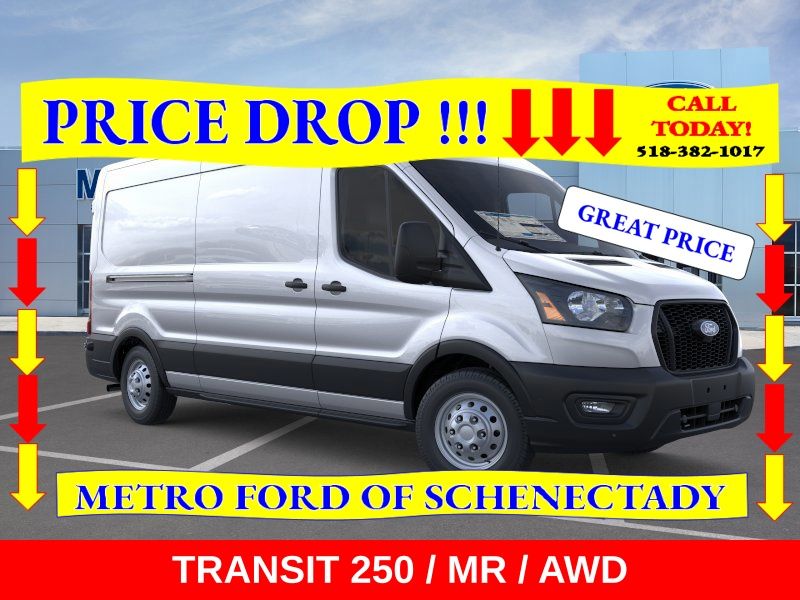 Ingot Silver Metallic 2026 Ford Transit Cargo 250 Medium Roof LB AWD Van All-Wheel Drive