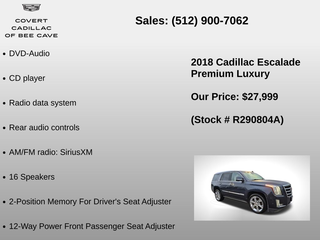 Used Car 2018 Cadillac Escalade  Premium Luxury For Sale Under $30,000 In Austin, Texas
