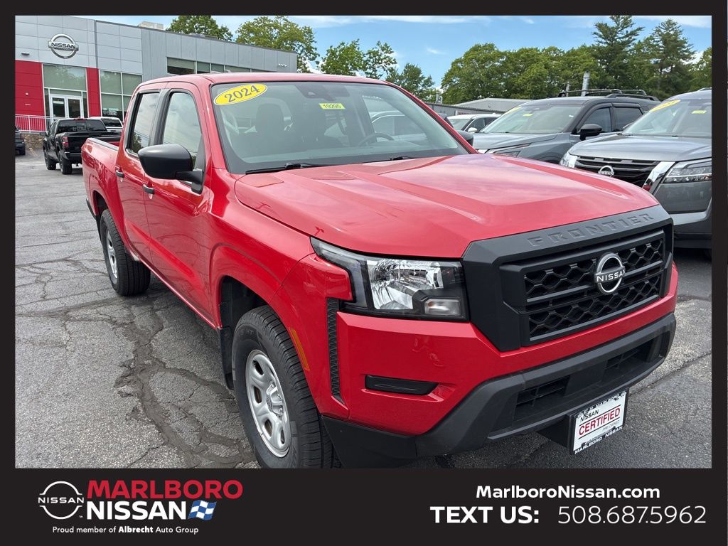 Red Alert 2024 Nissan Frontier S Crew Cab 4WD Pickup Truck Four-Wheel Drive 9-Speed Automatic Overdrive
