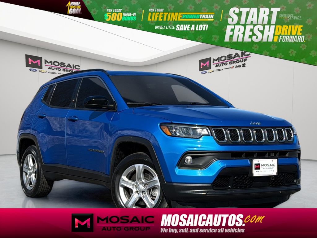 Laser Blue Pearlcoat 2023 Jeep Compass Latitude 4WD SUV / Crossover Four-Wheel Drive 8-Speed Automatic