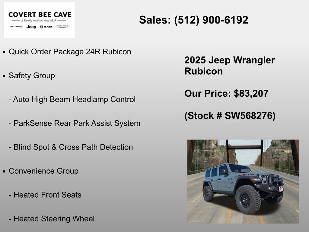 New Car 2025 Jeep Wrangler  Rubicon For Sale Under $90,000 In Austin, Texas