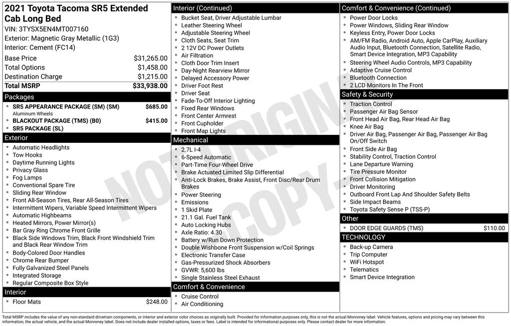 2021 Toyota Tacoma SR5 Access Cab 4WD 4-Cyl Auto Std Bed's photo