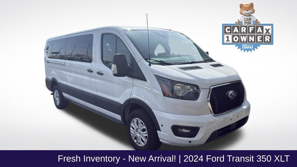 Oxford White 2024 Ford Transit Passenger 350 XLT Low Roof LB RWD Van Rear-Wheel Drive