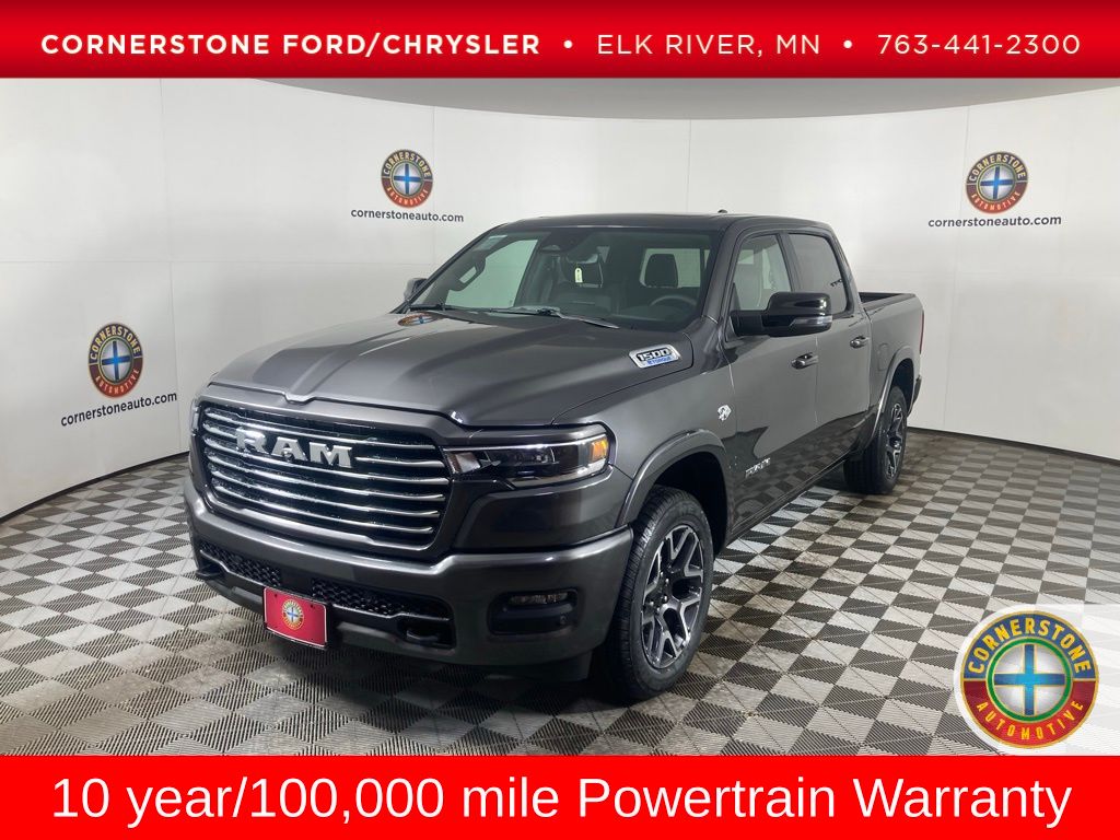 Gray (Granite Crystal Metallic Clearcoat) 2026 RAM 1500 Laramie Crew Cab 4WD Pickup Truck Four-Wheel Drive 8-Speed Automatic