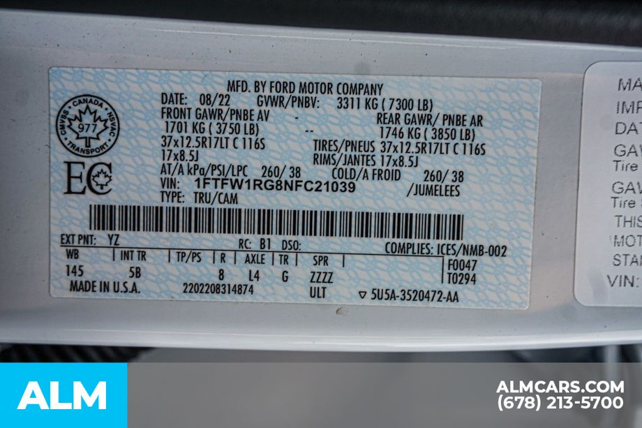 Used 2022 White Ford Raptor image 62