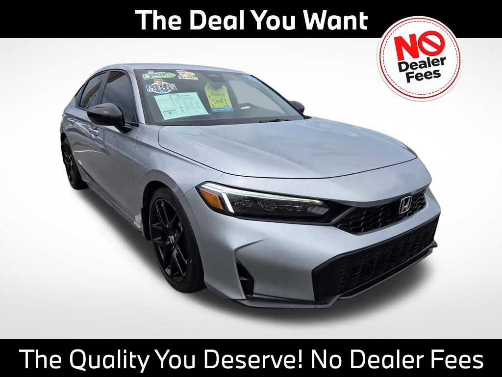 Solar Silver Metallic 2025 Honda Civic Hatchback Sport FWD Hatchback Front-Wheel Drive Continuously Variable Transmission