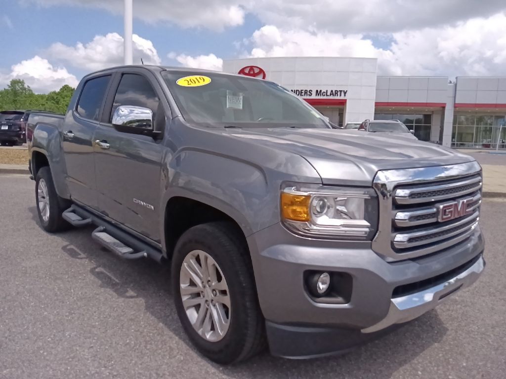 Gray (Satin Steel Metallic) 2019 GMC Canyon SLT Crew Cab 4WD Pickup Truck Four-Wheel Drive 8-Speed Automatic