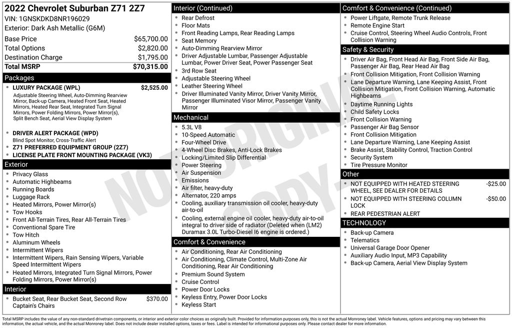 Used Car 2022 Chevrolet Suburban  Z71 For Sale Under $50,000 In Austin, Texas