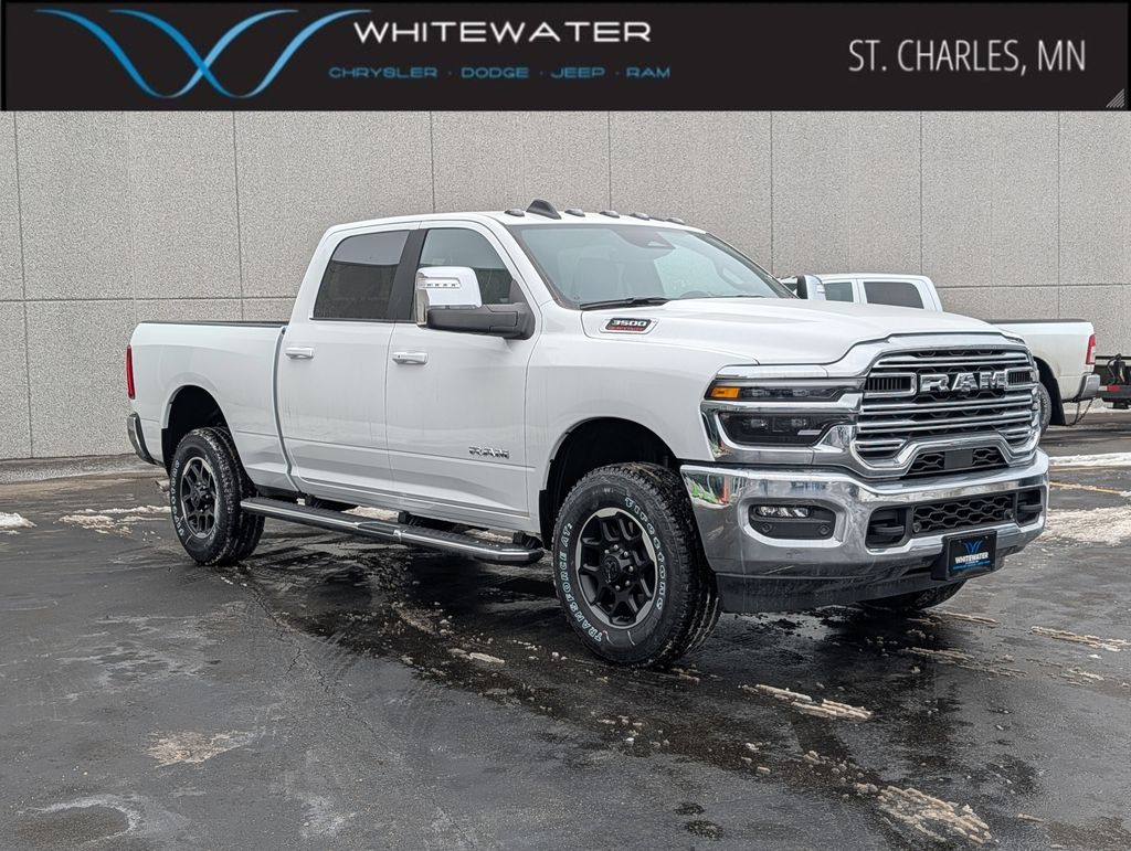 Bright White Clearcoat 2026 RAM 3500 Laramie Crew Cab 4WD Pickup Truck Four-Wheel Drive 8-Speed Automatic