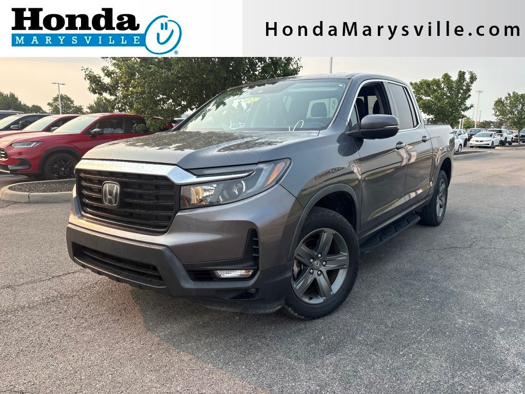 Gray (Modern Steel Metallic) 2023 Honda Ridgeline Pickup Truck All-Wheel Drive 9-Speed Automatic