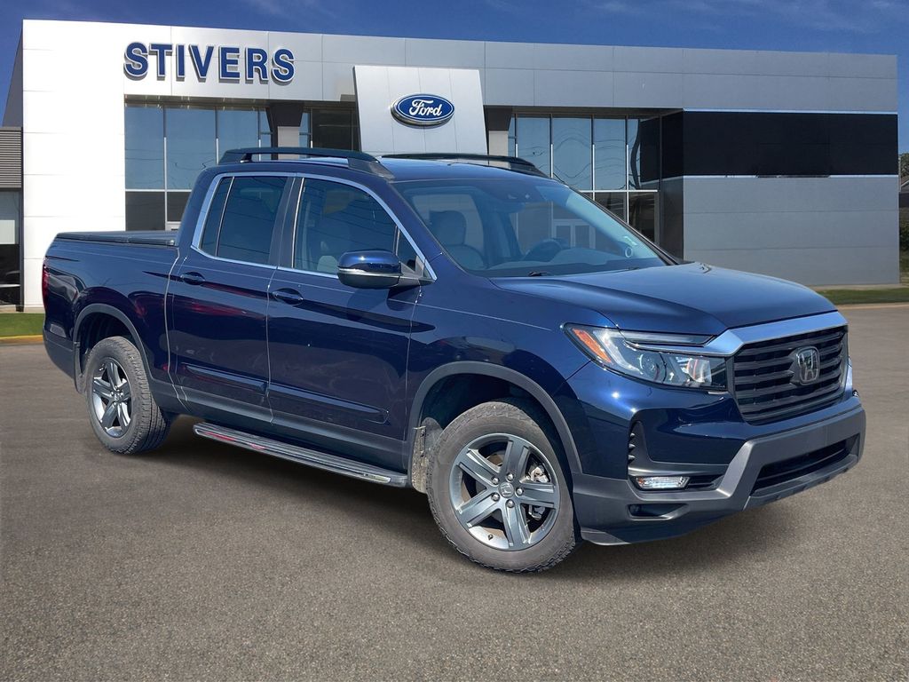 Black (Obsidian Blue Pearl) 2023 Honda Ridgeline Pickup Truck All-Wheel Drive 9-Speed Automatic