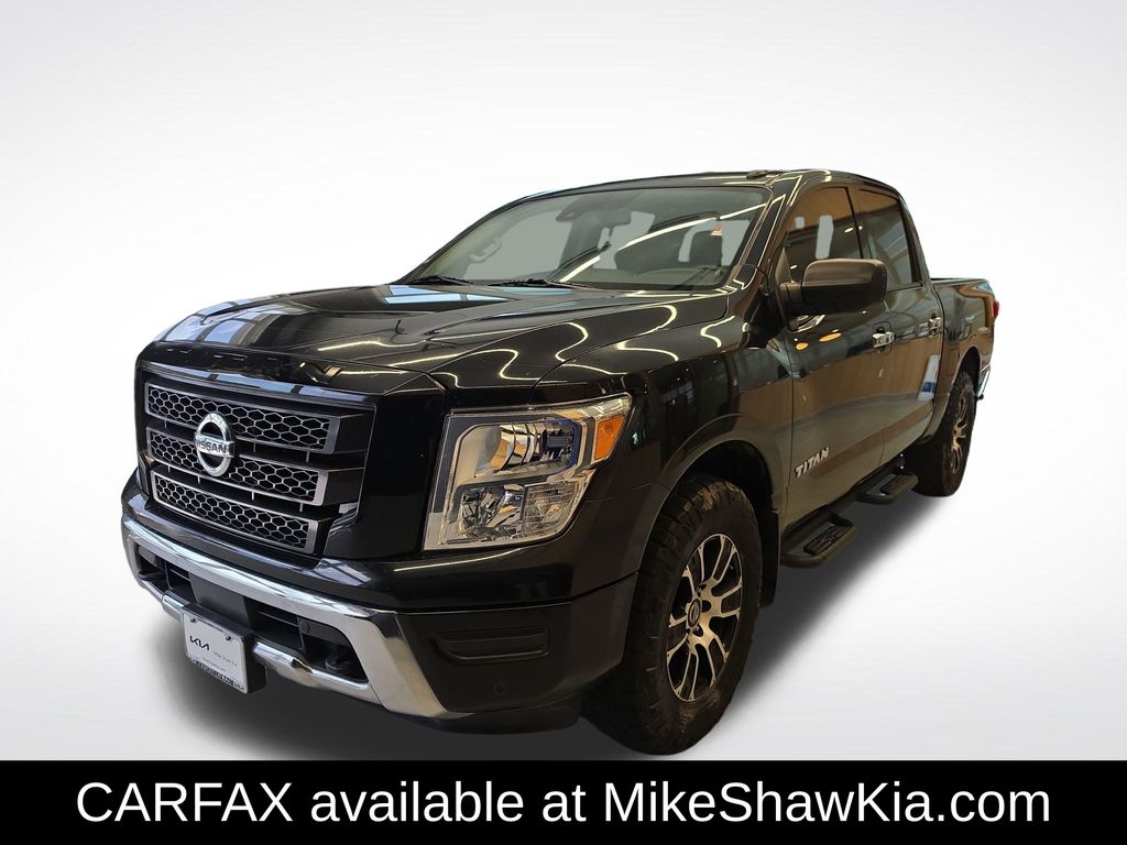 Super Black 2021 Nissan Titan SV Crew Cab 4WD Pickup Truck Four-Wheel Drive 9-Speed Automatic