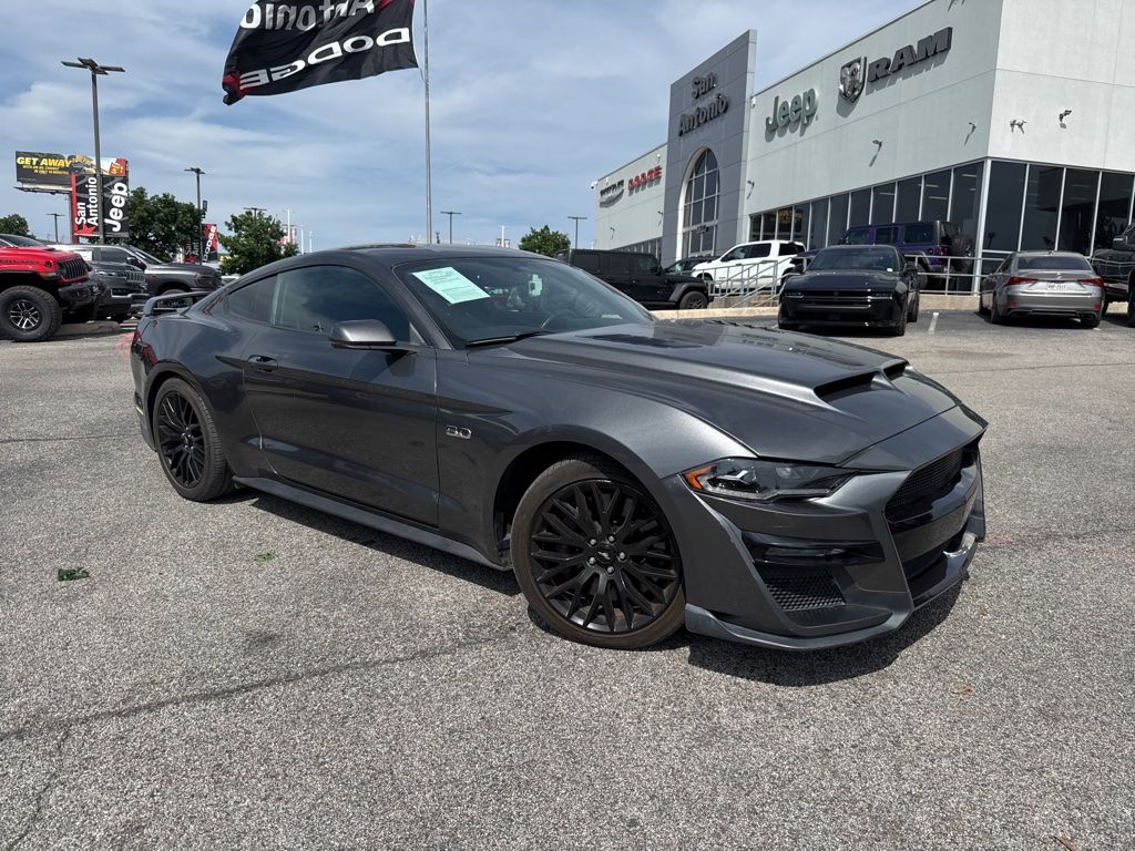 Gray 2018 Ford Mustang GT Premium Coupe RWD Coupe Rear-Wheel Drive 6-Speed Manual