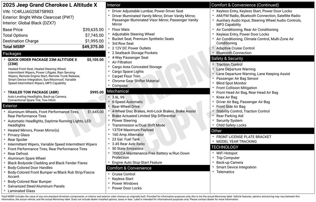 New Car 2025 Jeep Grand Cherokee L  For Sale Under $40,000 In Austin, Texas