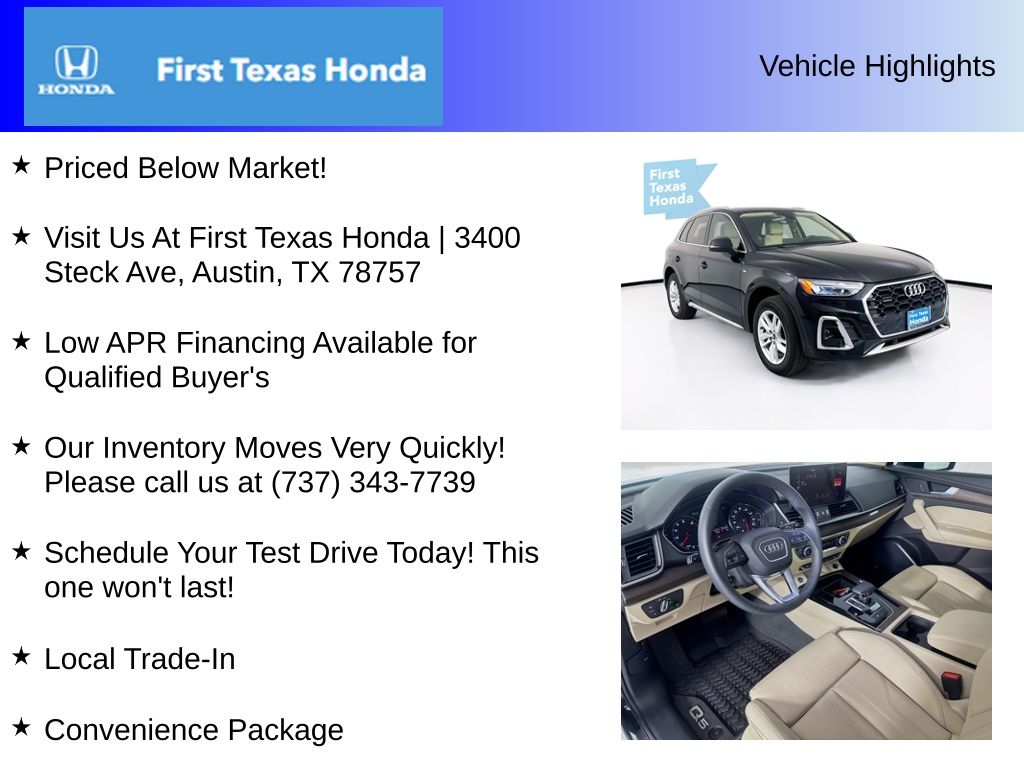 Used Car 2024 Audi Q5  45 S Line Premium For Sale In Austin, Texas