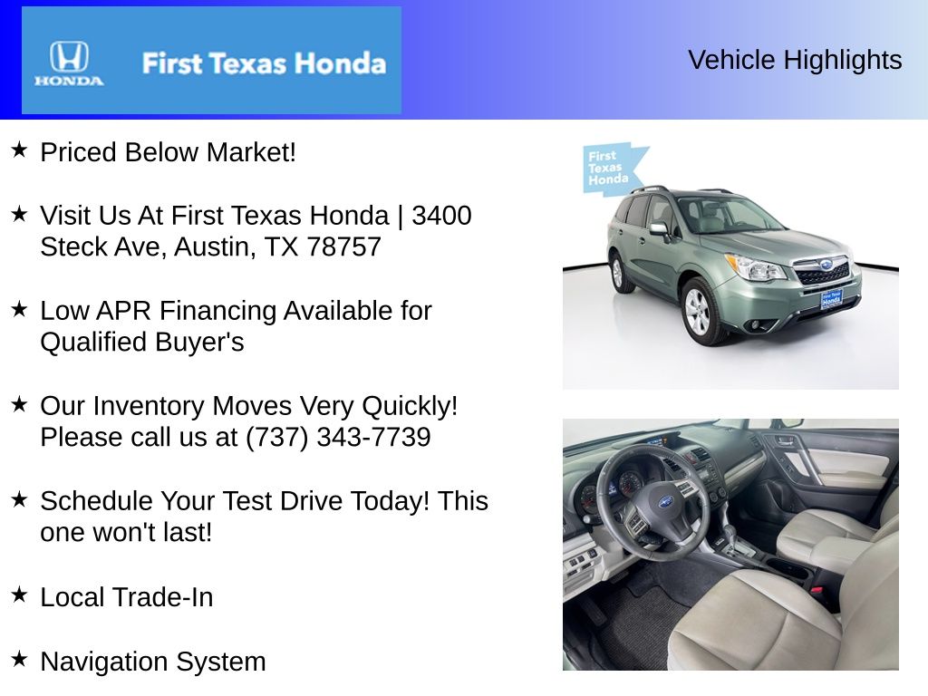 Used Car 2014 Subaru Forester  2.5i Limited For Sale Under $20,000 In Austin, Texas