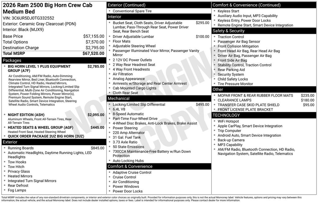 2026 Ceramic Gray Clearcoat Ram 2500 Big Horn 4X4 Truck