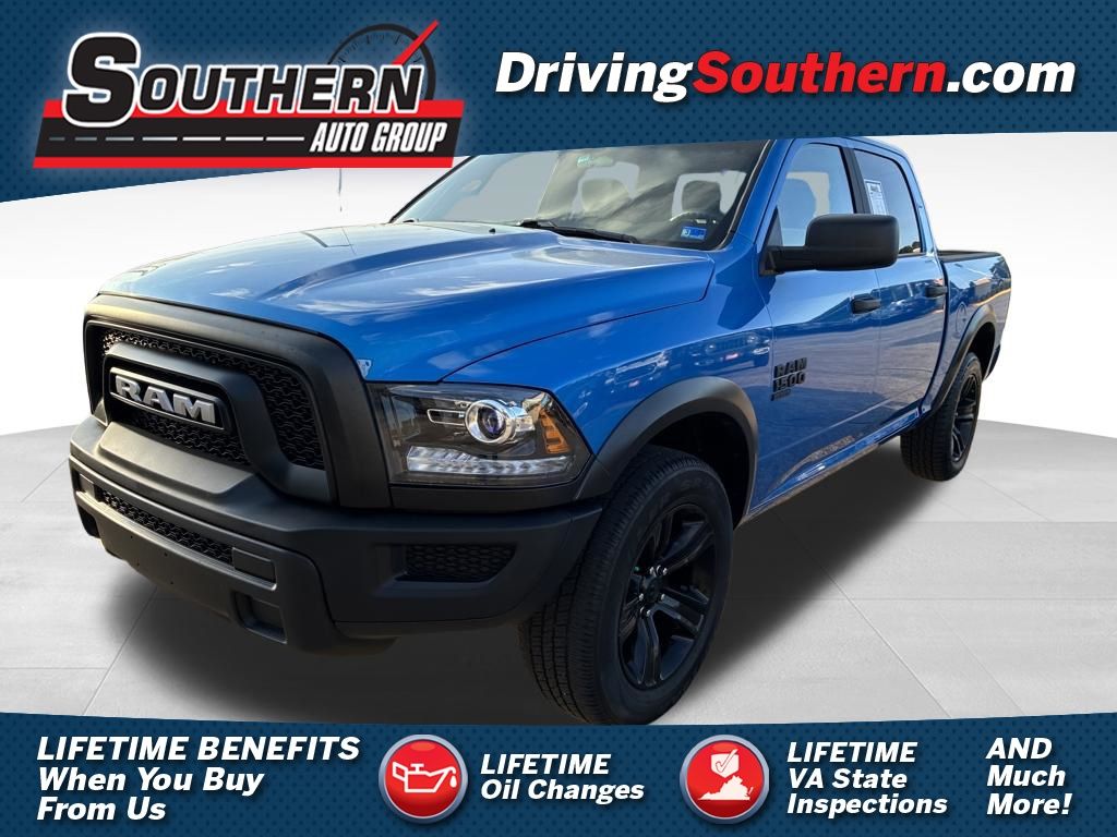 Hydro Blue Pearlcoat 2024 RAM 1500 Classic Warlock Crew Cab 4WD Pickup Truck Four-Wheel Drive 8-Speed Automatic