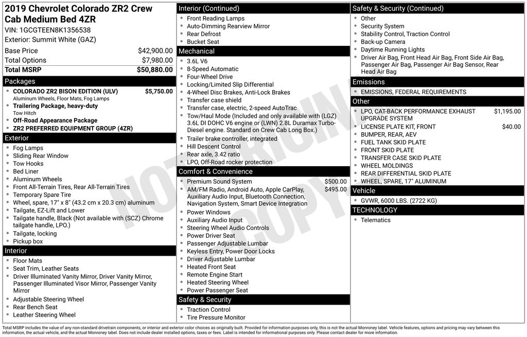 Used Car 2019 Chevrolet Colorado  Zr2 For Sale Under $35,000 In Austin, Texas