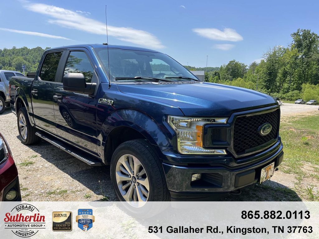 Blue 2018 Ford F-150 Pickup Truck Four-Wheel Drive Automatic