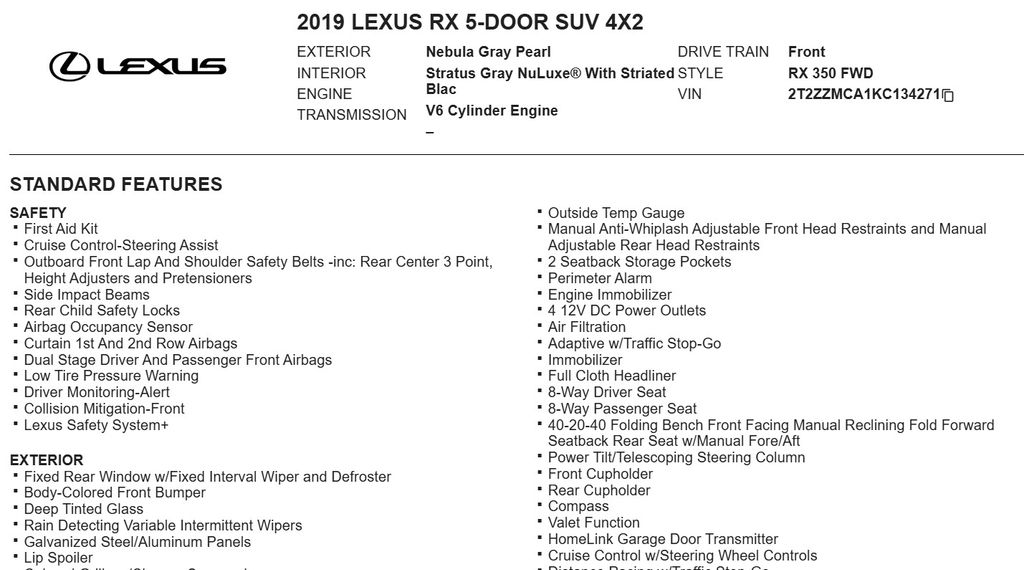 2019 Lexus RX 350 22