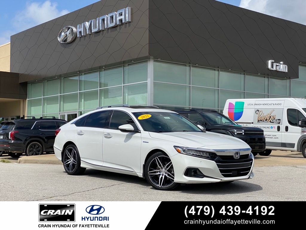 Platinum White Pearl 2022 Honda Accord Hybrid Sedan Front-Wheel Drive Continuously Variable Transmission