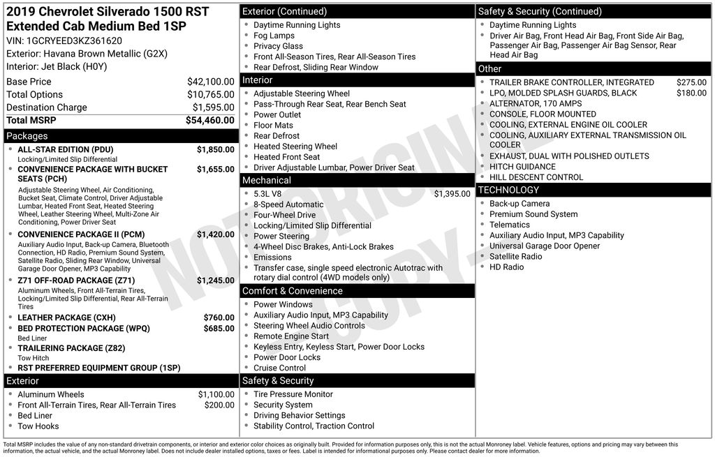 2019 Chevrolet Silverado 1500 RST Brown at South Hills Kia