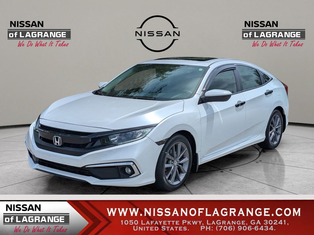 Platinum White Pearl 2019 Honda Civic Sedan Front-Wheel Drive Continuously Variable Transmission
