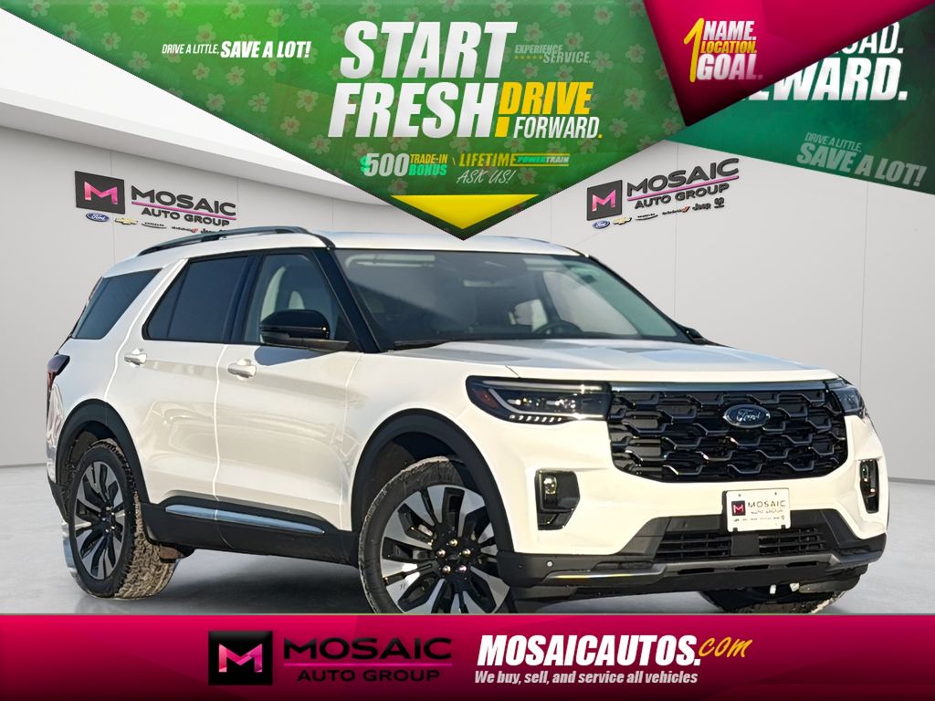 White Metallic 2026 Ford Explorer Platinum AWD SUV / Crossover All-Wheel Drive Automatic