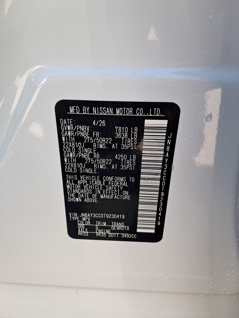 2026 Nissan Armada Platinum Reserve White at John Sisson Motors