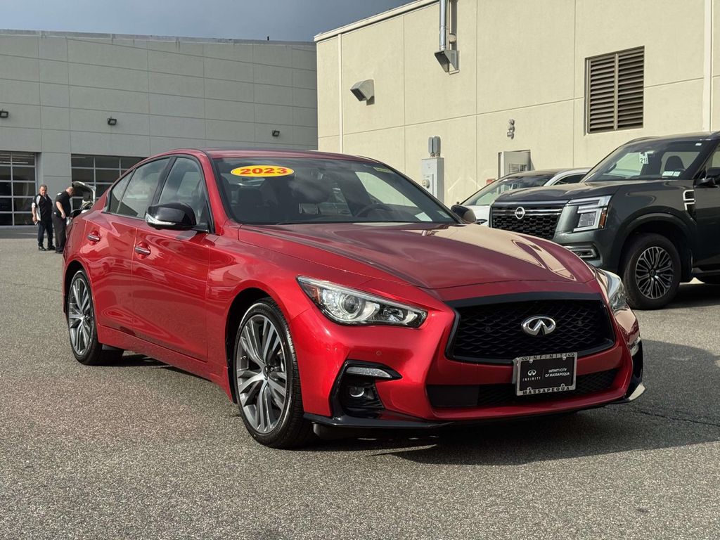 Dynamic Sunstone Red 2023 INFINITI Q50 Sensory AWD Sedan All-Wheel Drive 7-Speed Automatic Overdrive