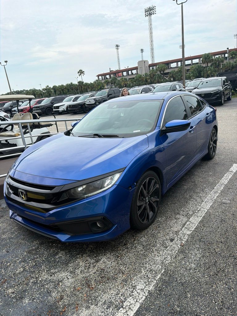 Aegean Blue Metallic 2019 Honda Civic Sedan Front-Wheel Drive Continuously Variable Transmission