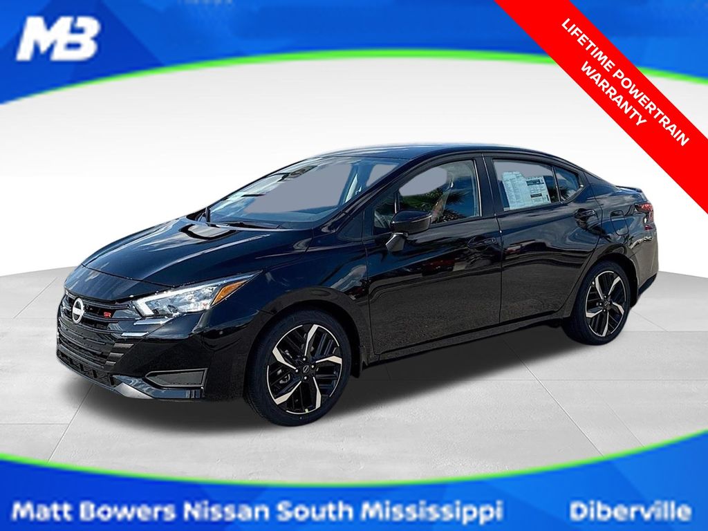 Super Black Metallic 2025 Nissan Versa Sedan Front-Wheel Drive Continuously Variable Transmission