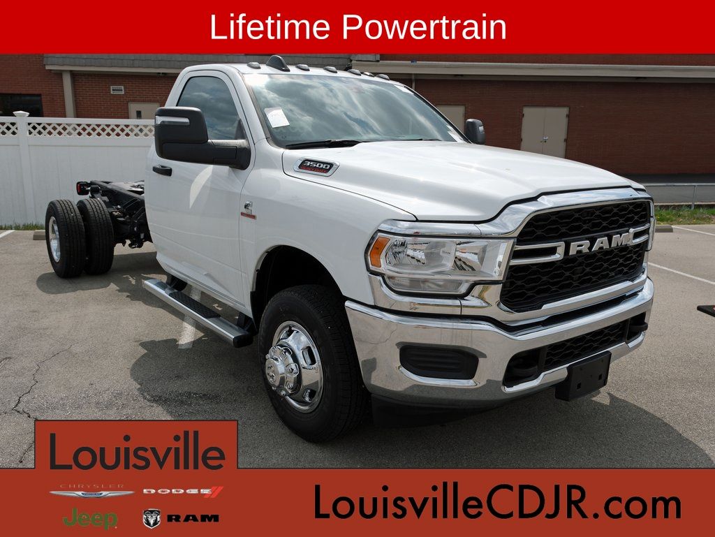 Bright White Clearcoat 2024 RAM 3500 Chassis Tradesman Regular Cab LB DRW 4WD Pickup Truck Four-Wheel Drive 6-Speed Automatic