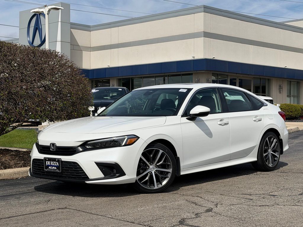 Platinum White Pearl 2022 Honda Civic Touring FWD Sedan Front-Wheel Drive Continuously Variable Transmission