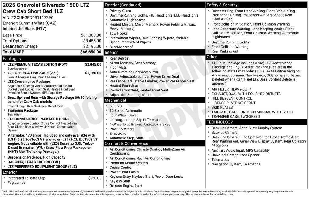 Used Car 2025 Chevrolet Silverado 1500  Crew Pickup 4wd Crew Cab 147 Ltz Four Wheel Drive For Sale Under $60,000 In Austin, Texas
