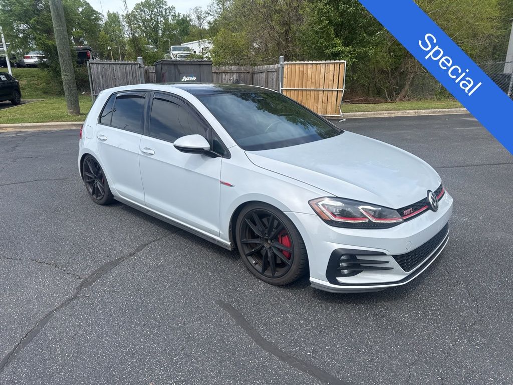 White Silver 2019 Volkswagen Golf GTI 2.0T SE 4-Door FWD Hatchback Front-Wheel Drive 6-Speed Manual