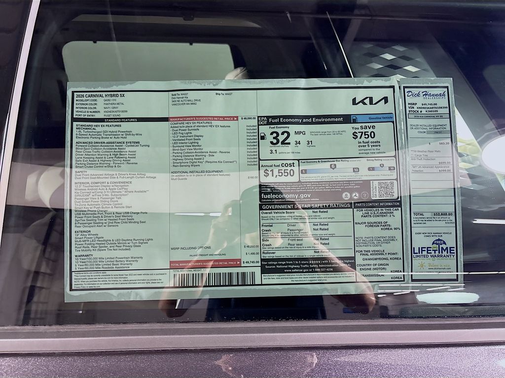 2026 Kia Carnival Hybrid SX