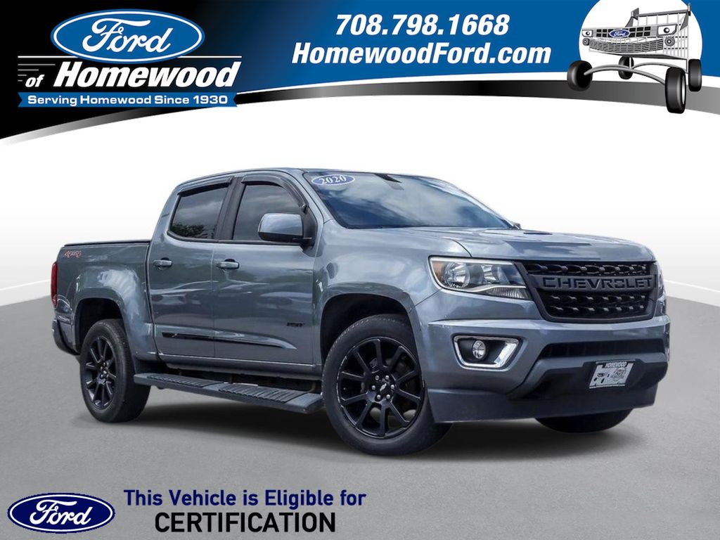 Gray (Satin Steel Metallic) 2020 Chevrolet Colorado LT Crew Cab 4WD Pickup Truck Four-Wheel Drive 8-Speed Automatic