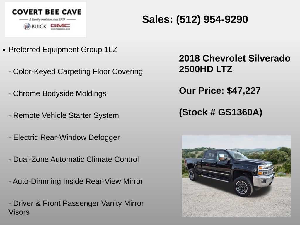 Used Car 2018 Chevrolet Silverado 2500hd  Ltz For Sale Under $50,000 In Austin, Texas