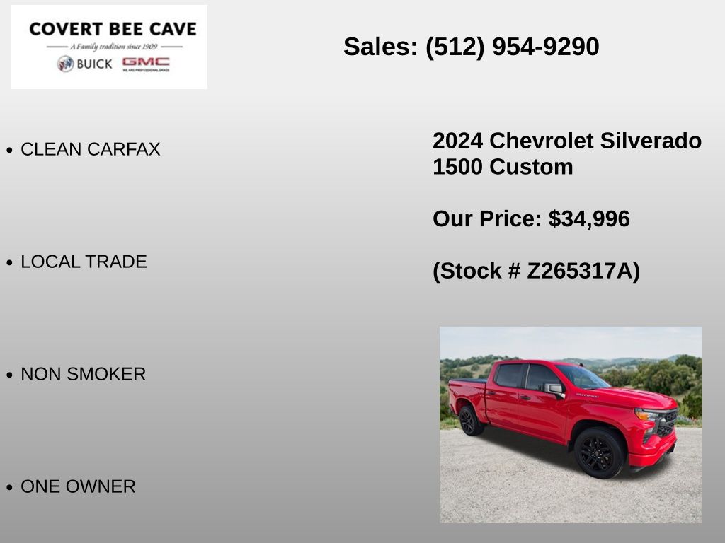 Used Car 2024 Chevrolet Silverado 1500  Custom For Sale Under $35,000 In Austin, Texas