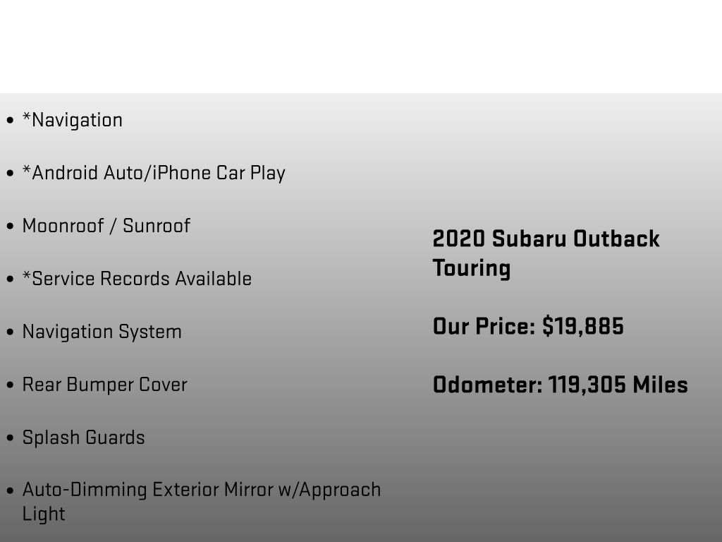2020 Subaru Outback Touring Black at Bob Ruth Ford