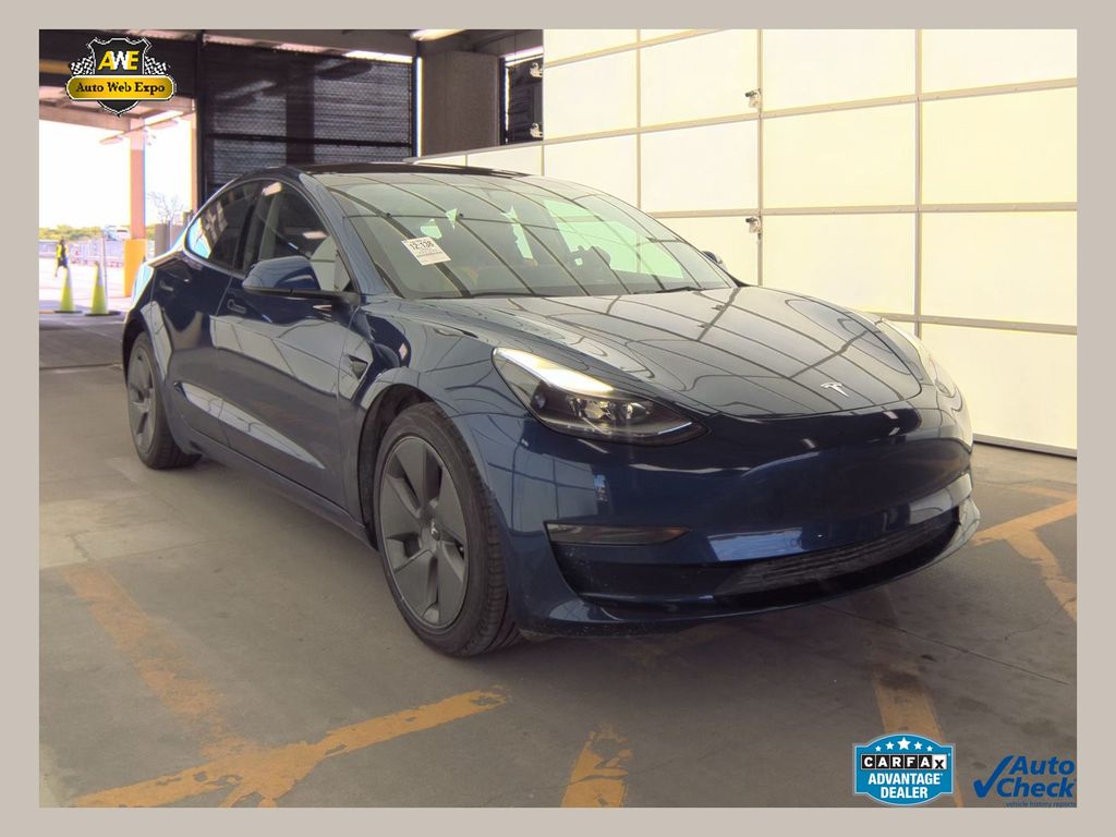 Deep Blue Metallic 2022 Tesla Model 3 RWD Sedan Rear-Wheel Drive 1-Speed Automatic