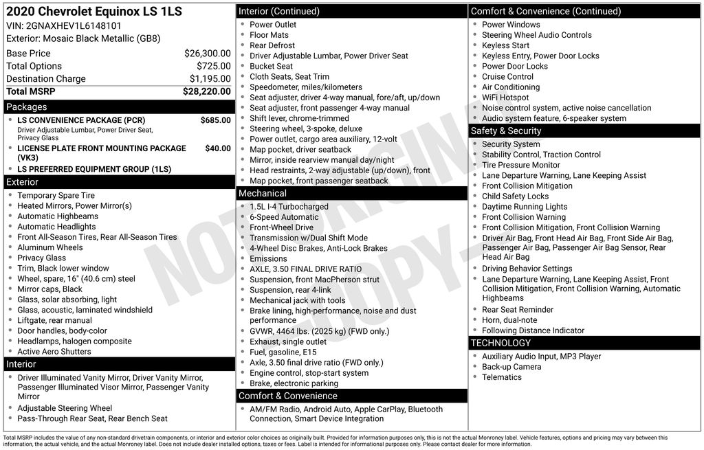 used 2020 Chevrolet Equinox car, priced at $17,400