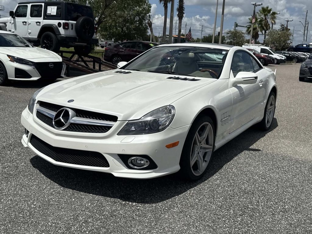 White 2009 Mercedes-Benz SL-Class Convertible Rear-Wheel Drive 7-Speed Automatic