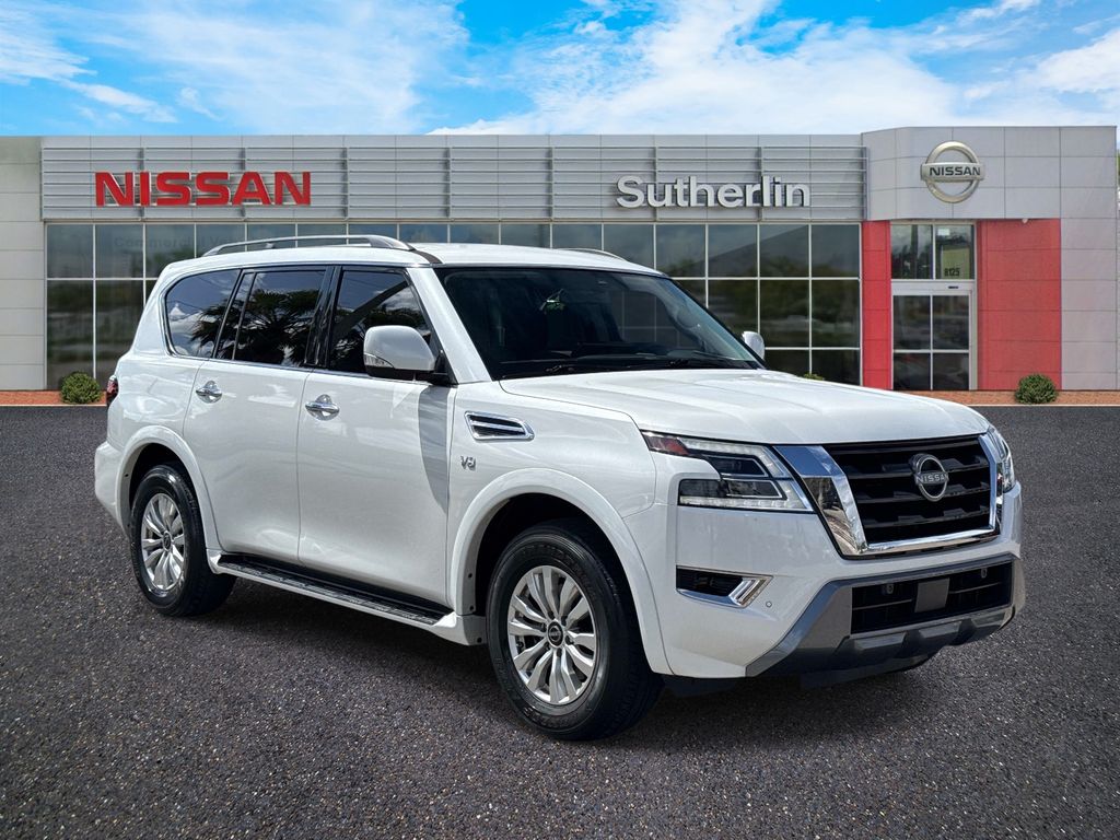 Aspen White 2021 Nissan Armada SV RWD SUV / Crossover 4X2 7-Speed Automatic