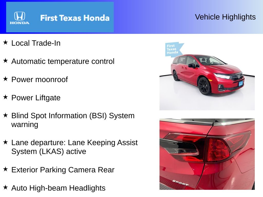 Used Car 2025 Honda Odyssey  Sport-l For Sale Under $40,000 In Austin, Texas
